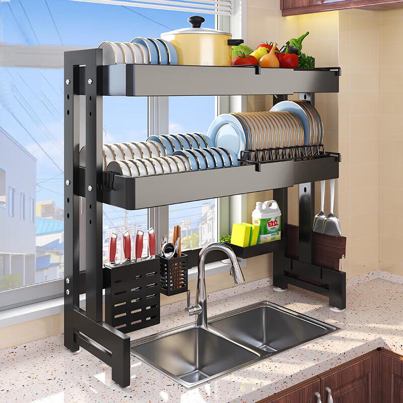 ZISIZ Extendable Double-Layer Kitchen Sink Organizer Rack