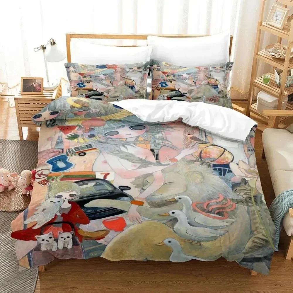 Anime Aya Takano Bedding Set 3D Duvet Cover Bed Set Quilt Cover Pillowcase Comforter King Queen Size Boys Adult Bedding Set