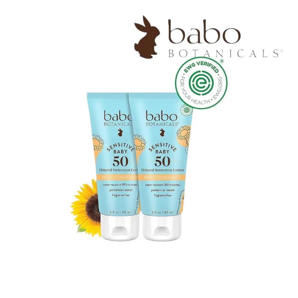 BABO BOTANICALS Sensitive Baby Mineral Sunscreen Lotion SPF50 89ml 2 Pieces