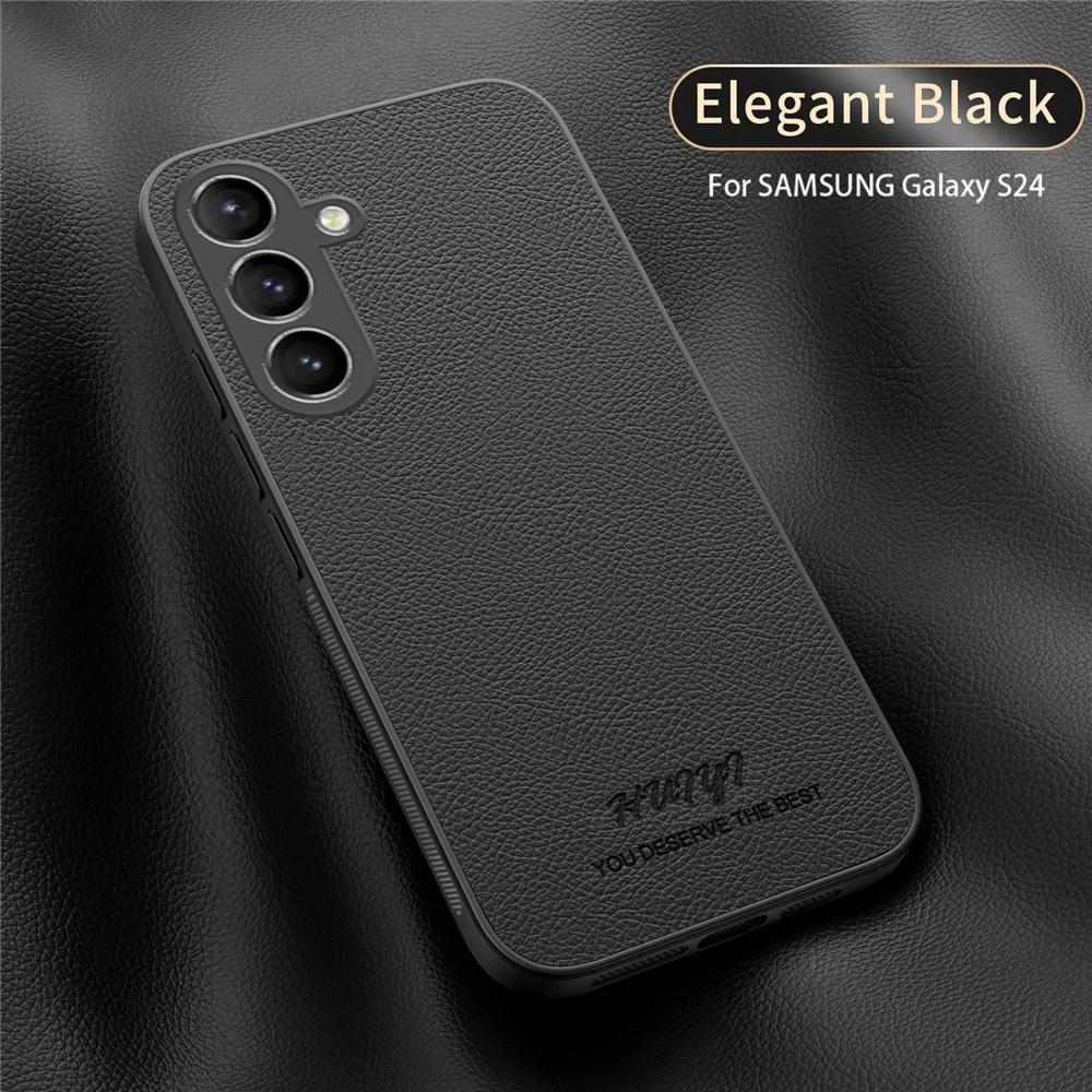 

Роскошный деловой кожаный мягкий чехол с магнитной крышкой для Samsung Galaxy S24 Plus Ultra S23 FE S23FE S24Ultra чехлы для телефона Capa For Galaxy S24 чёрный
