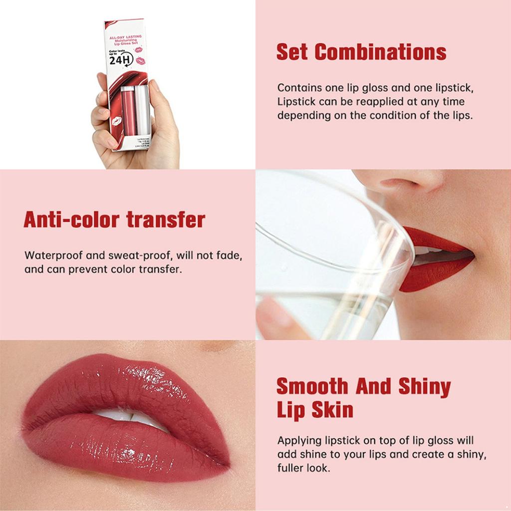 2Pcs/Set Velvet Matte Lip Gloss & Hydrating Lip Balm for Daily, Party, or Business Wear