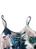 European Summer Tropical Print Halter Backless Beach Dress with Belt