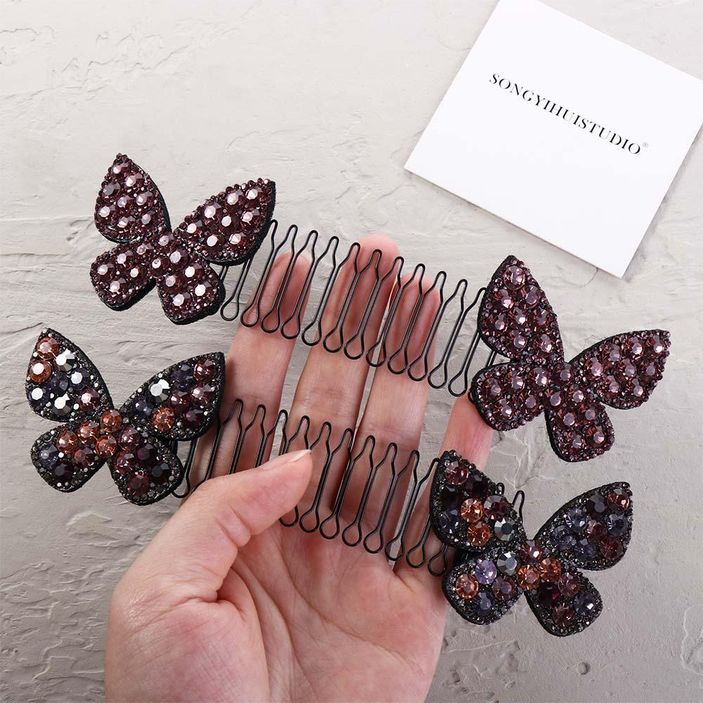Star U Shape Hair Styling Comb Rhinestone Spring Hair Comb Cute Invisible Extra Hair Holder  Lady