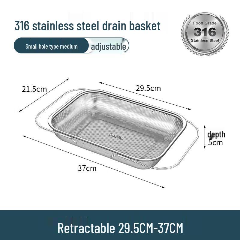 316 Stainless Steel Expandable Kitchen Sink Drain Basket