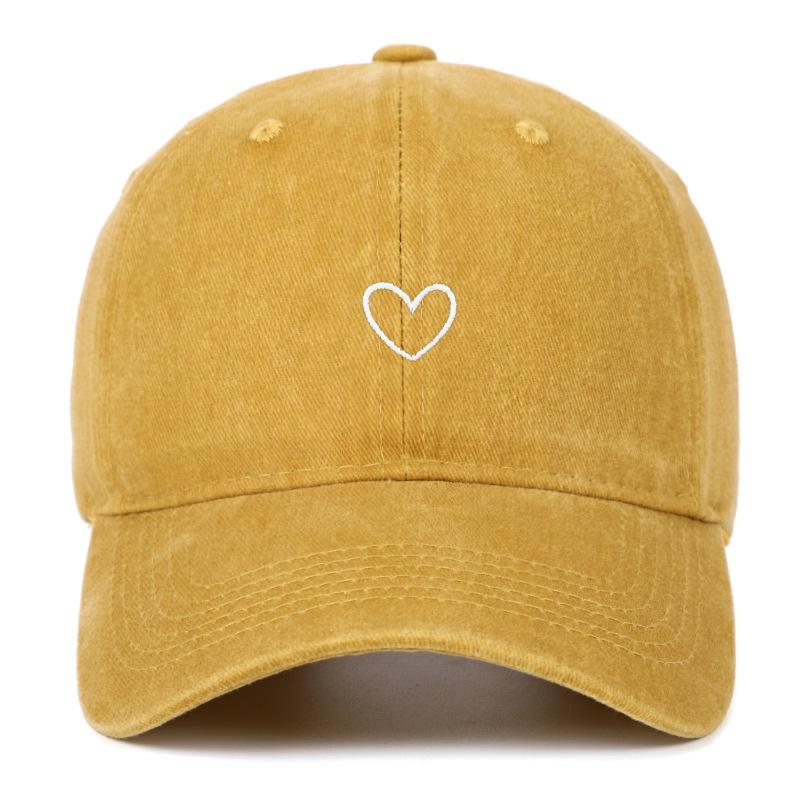 Vintage Korean Style Thin-Brim Heart Embroidery Baseball Cap - Unisex Spring/Summer Fashion