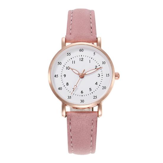 Student Quartz Watch Faux Leather Band Round Dial Watch Arabic Numerals Simple Wristwatch for Teens Boys Girls School Casual Wear