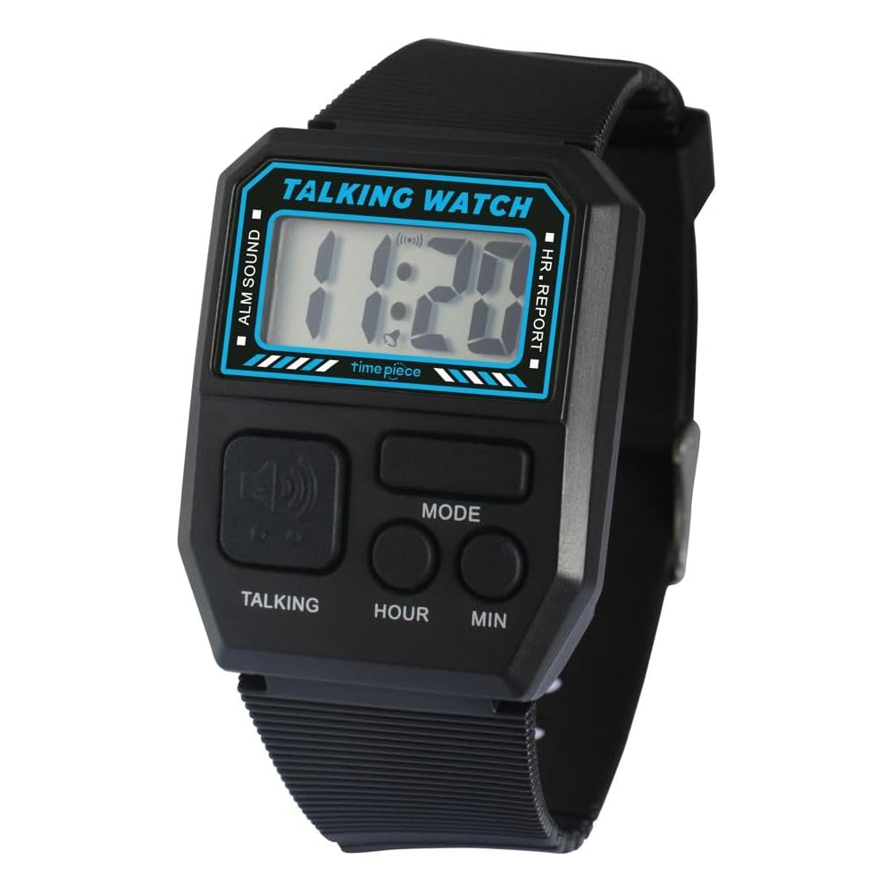 Time Piece Talking Watch TPW101T-BK Black Color Digital Display Wristwatch