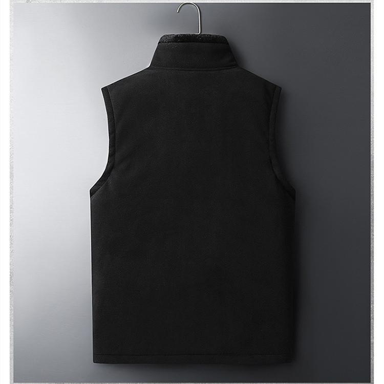 Gilet d'automne et d'hiver pour hommes, doublure épaisse en peluche chaude, gilet de loisirs grande taille à fermeture éclair, gilet ample