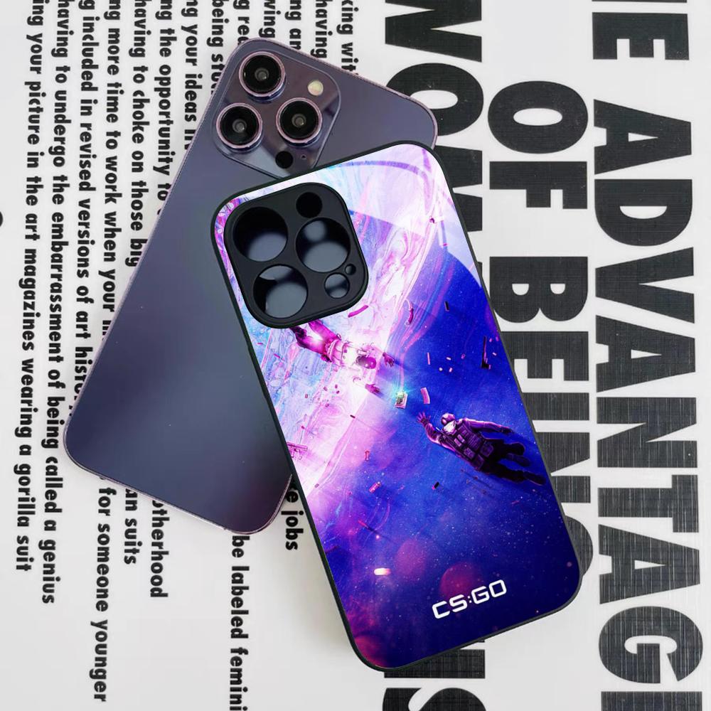 Game C-Counter-Strike CS2 Phone Case for Iphone 16 15 14 12 11 13 Pro Max Mini 8 X Xr Xs Puls Black Glass Cover