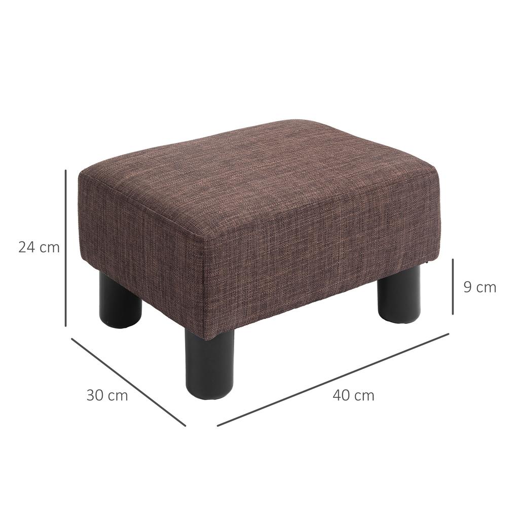 Linen Fabric Footstool Ottoman Cube with 4 Plastic Legs, Brown