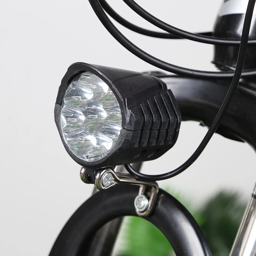 36V 48V 60V E-Bike Horn Light Electric Scooter 4 LED Headlight Front Lamp Waterproof Flashlight Outdoor Cycle Biking Accessories