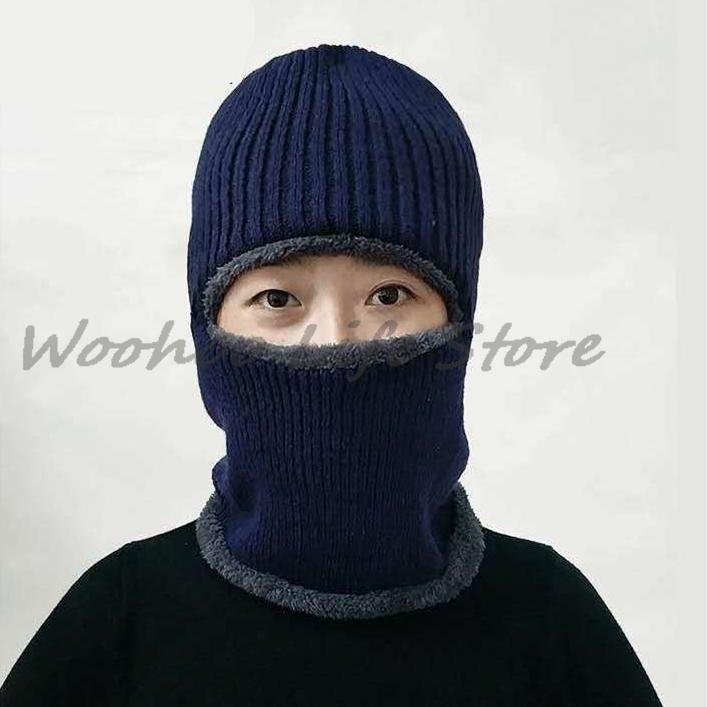 Men'S Winter Balaclava Hat Windproof Warm Fleece-Lined Full-Coverage Beanie For Ear Protection And Cycling