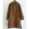 Women Vintage Winter Print Floral Coats Button Long Sleeve Corduroy Warm Thick Coats