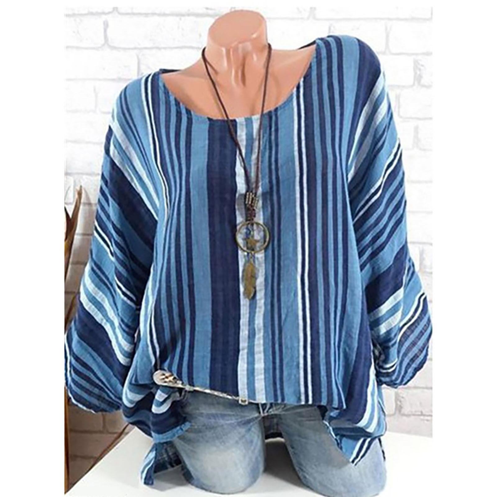 

Женские летние повседневные топы с принтом и длинным рукавом, блузка, футболка XXXXL синий