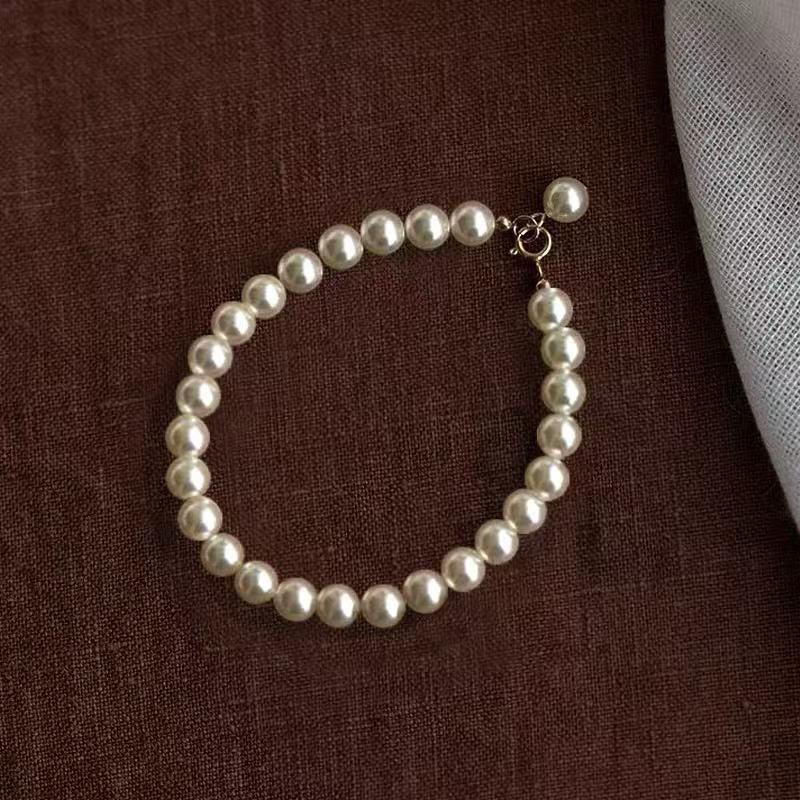 Elegant Pearl Bead Bracelet Women Minimalist Sweet Style Small Batch Handmade Shell Strand Jewelry