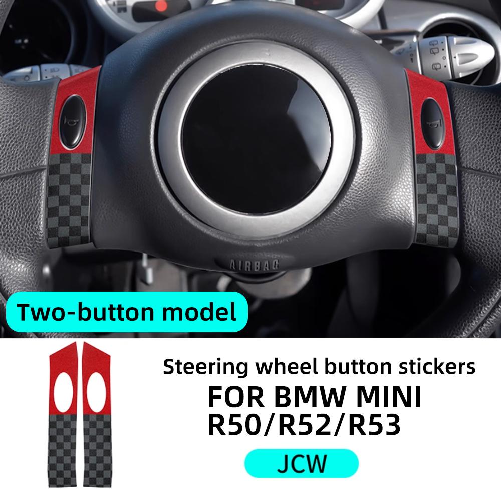 PU Leather for Mini Cooper R50 R53 R52 2001-2006 Hatch One Steering Wheel Button Sticker Strip Car Interior Panel Cover Decal. jcw 2 buttons