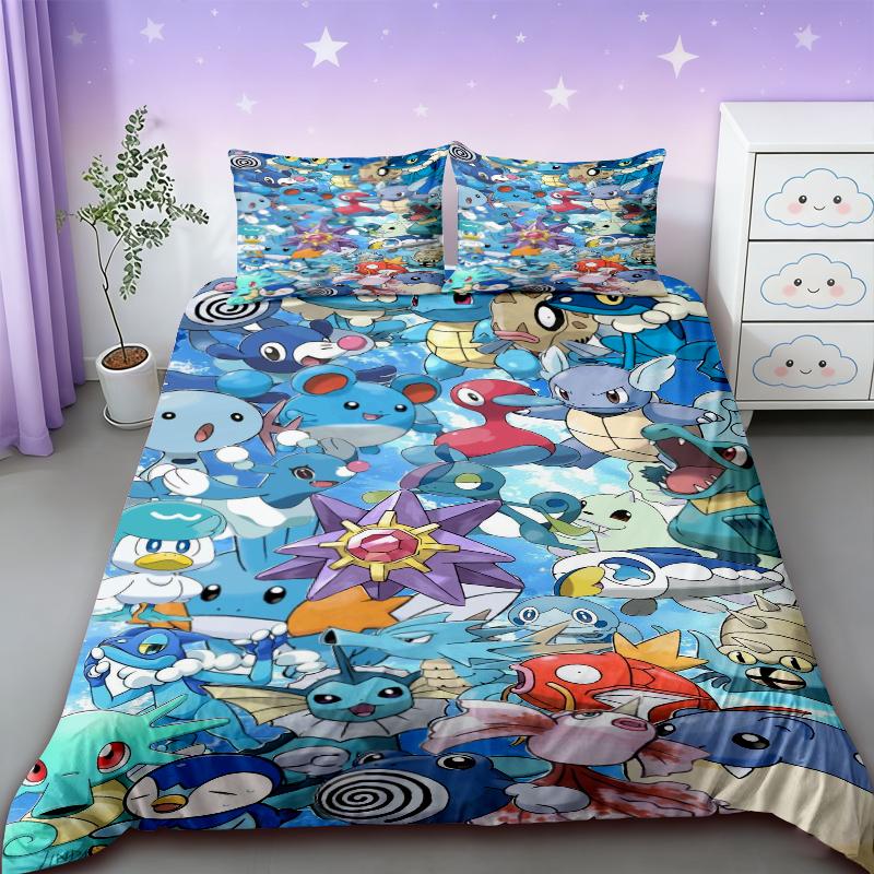 Pikachu Bedding Set Cartoon Anime Children Bedroom Quilt Cover Boy Girl Bedclothes Single Double King Duvet Cover Best Gifts