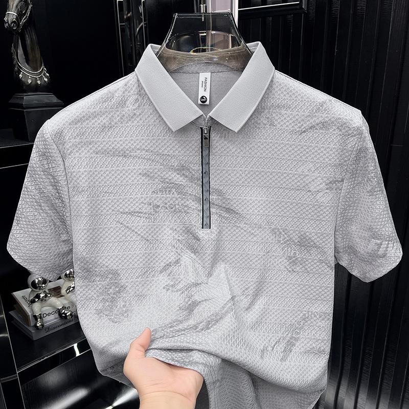 Short Sleeve Polo Shirt Men's Lapel Collar Printed Top Summer T-Shirt