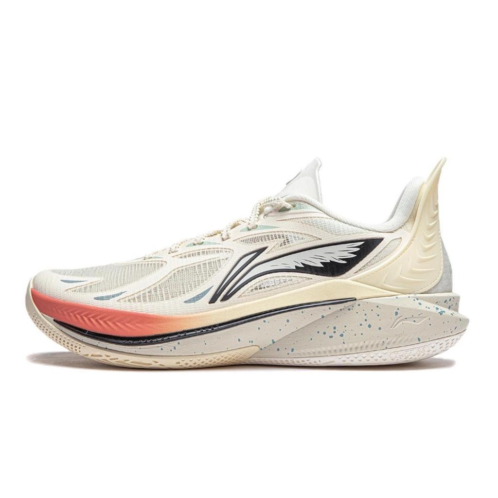 Li Ning SONIC 12 Slip Resistant, Abrasion Resistant, Breathable Low top Basketball Shoes Men's Beige Blue Yellow ABAU019-2(Team80-S-BOX)