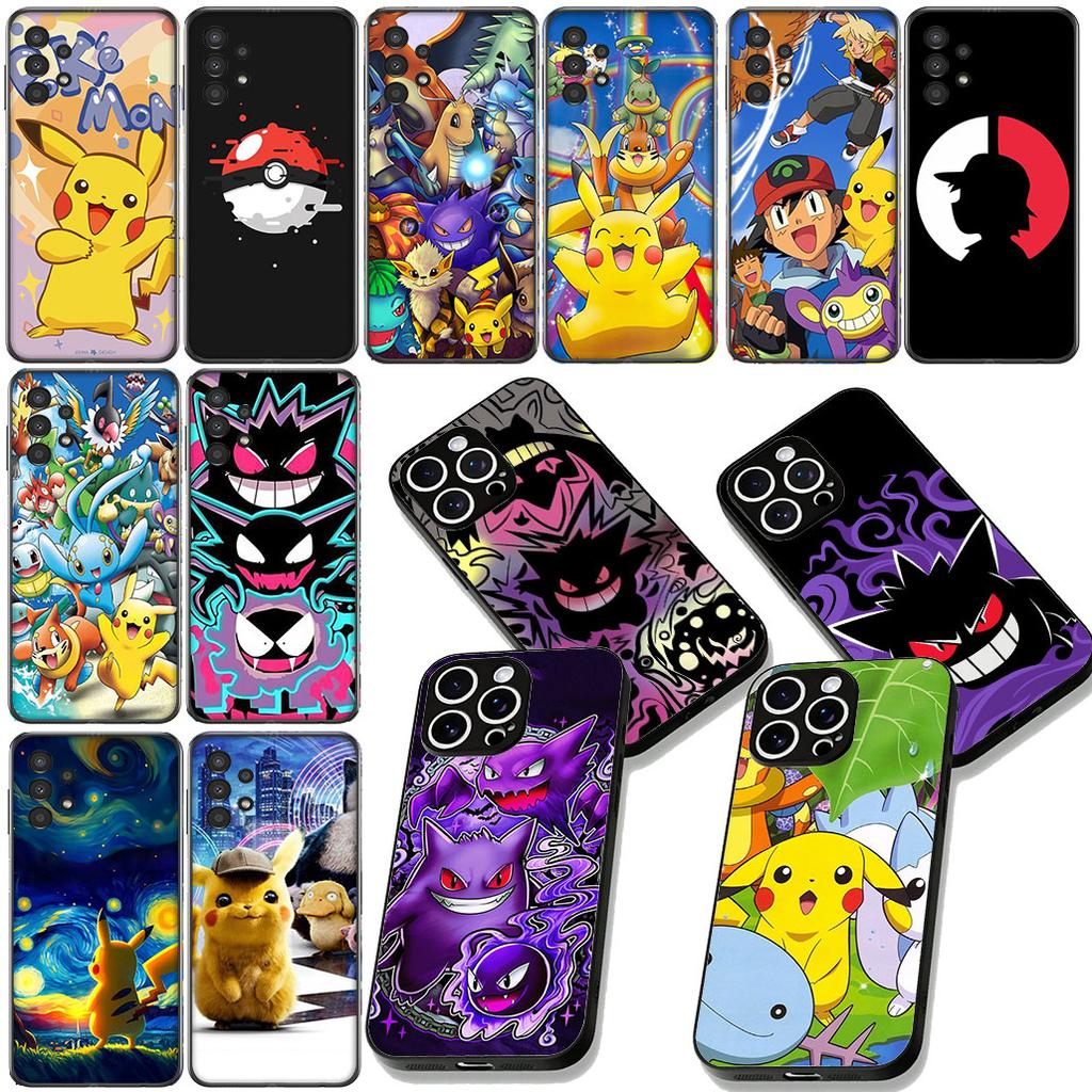 P-Pokemons GO P-Pikachus Gengar Phone Case for Samsung Galaxy S22 S21 S20 FE Ultra Plus A35 A36 A37 A33 A34 A04 A71 Cover Casing