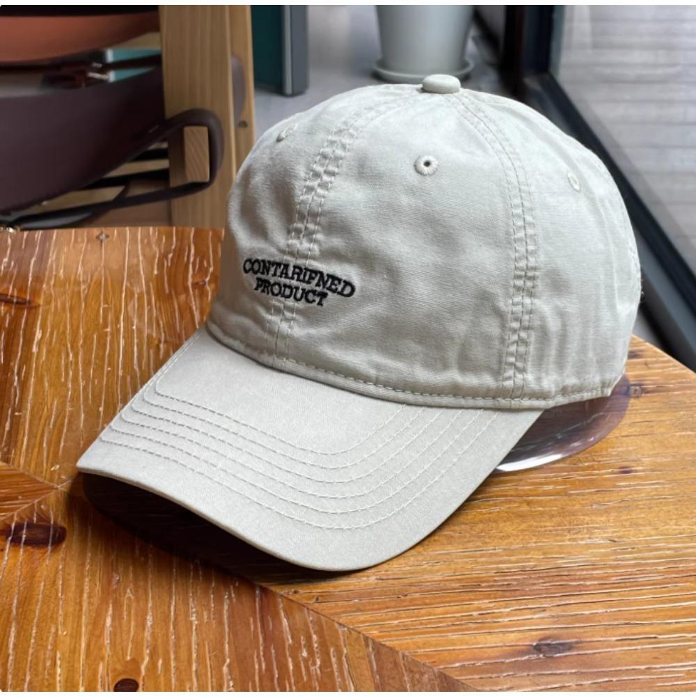 Classic Korean Cotton Baseball Cap for Men Women, Embroidery Letter Plain Vintage, Perfect for Outdoor Daily Wear Streetwear