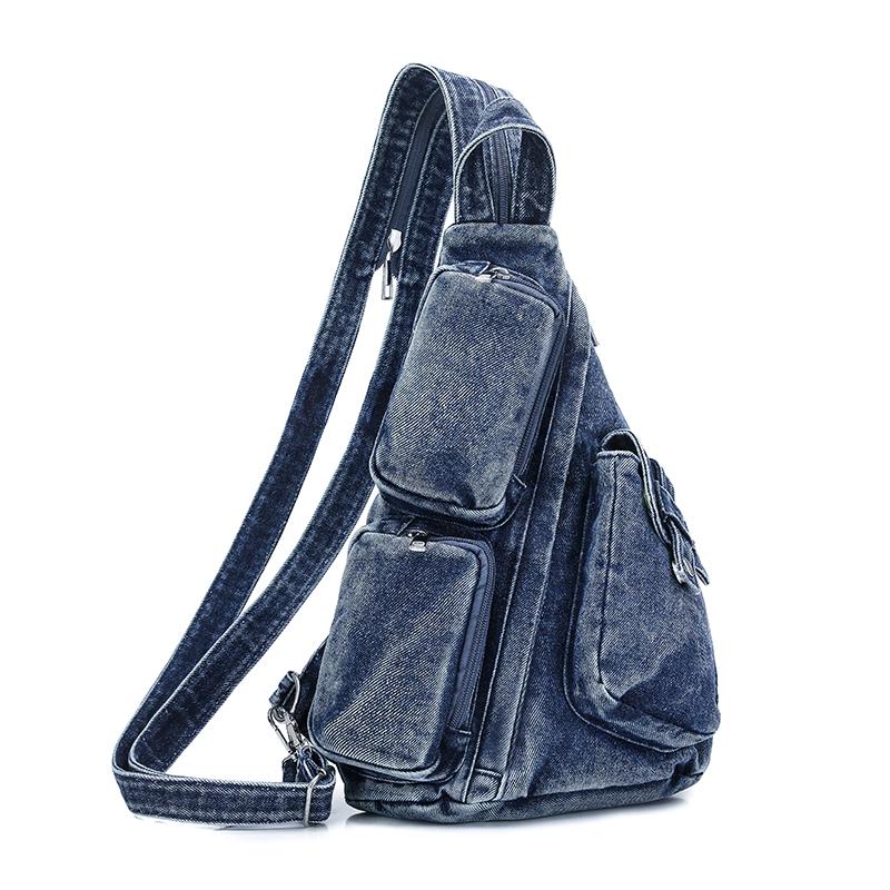 Women s Chest Bag Denim Backpack Women s Lightweight Travel Backpack