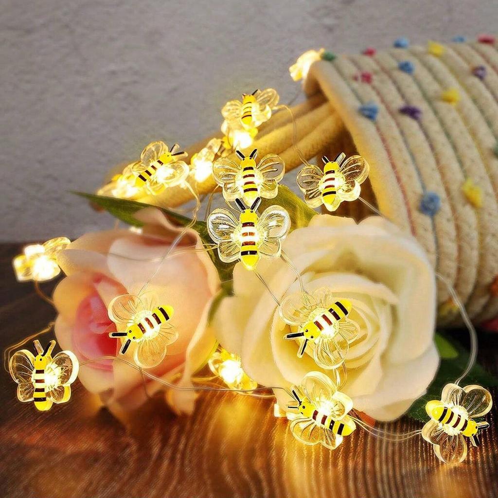 Cute Bee Battery Powered String Lights  for Bedroom Kid Room Tree Flowers Plants Patios Party Wedding Xmas Lawn Garden Decor