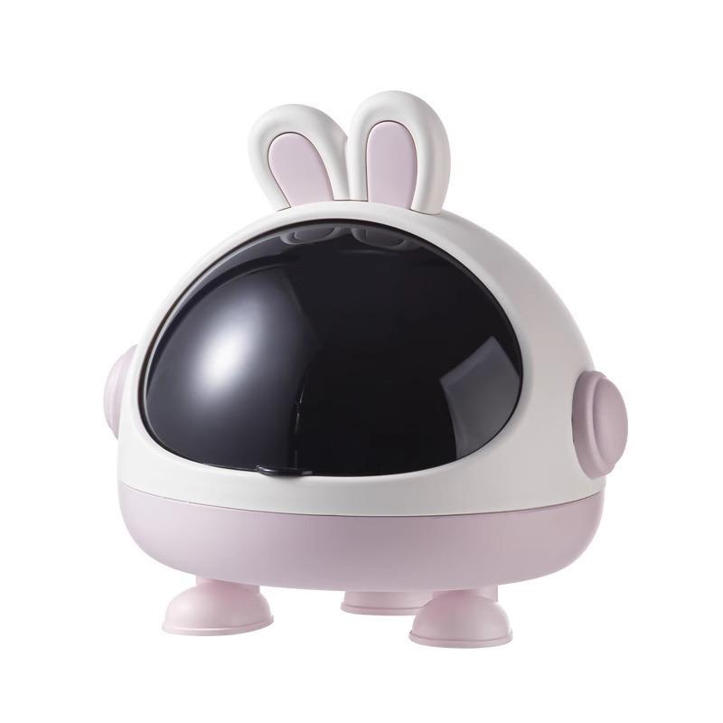 Kolorowe pudełko do przechowywania z uszami królika - Urocze pyłoszczelne z klapką na zabawki, przekąski i drobiazgi.