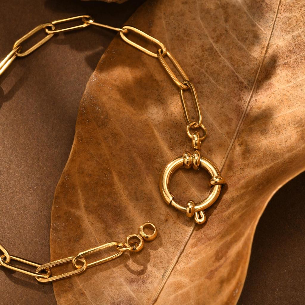 Waterproof Spring Clasps Chain Bracelet For Women, Stainless Steel Paperclip Link Hand Wrist Jewelry Non Tarnish
