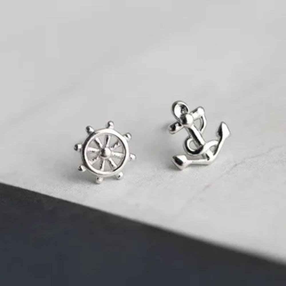 Silver Plated Korean Style Stud Earrings for Women Creative Ear Hole Design Allergy Free Fine Jewelry Accessories