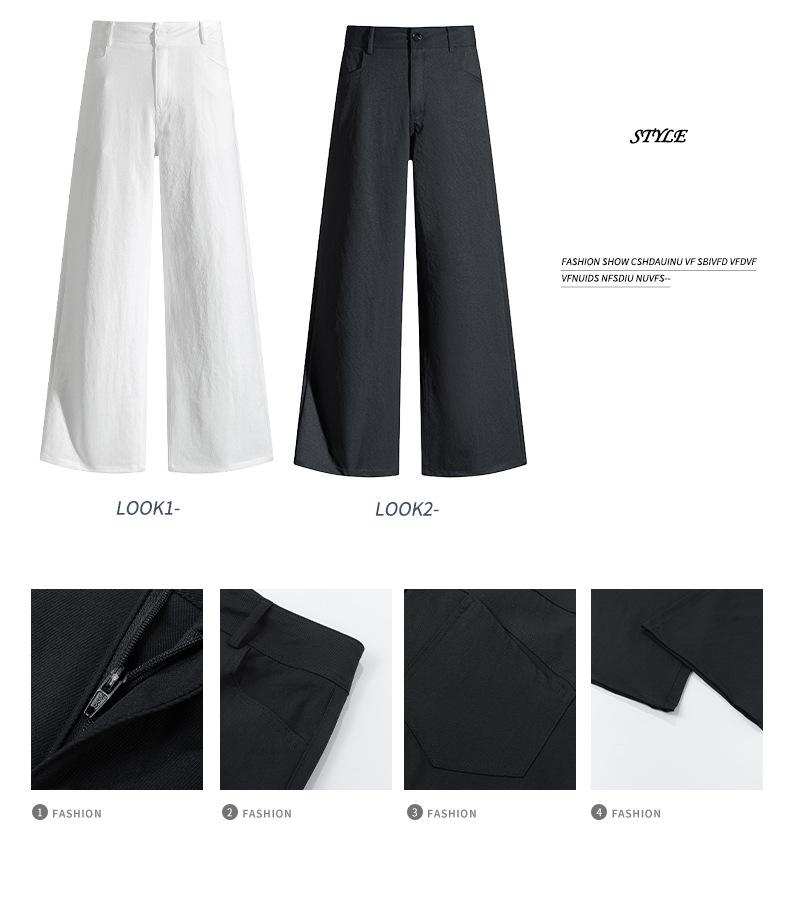2026 Spring Slim-Fit American Style High-End Floor-Length Suit Pants - Black & White, Mid-Low Waist, Non-Clingy, Slimming Design