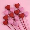 10pcs Reusable Glitter Hearts Stick Foam Flower Bouquet Red Heart Branch DIY Vase Pick Stick Wedding Accessory