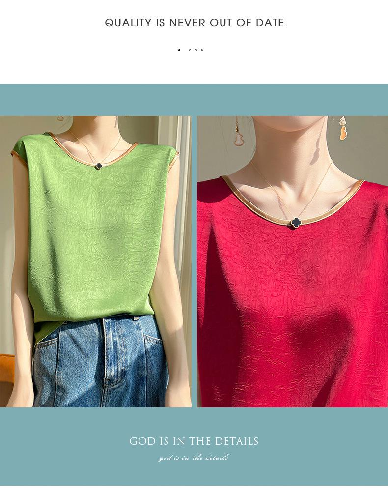 Elegant Silk Satin Sleeveless Camisole Top for Suits