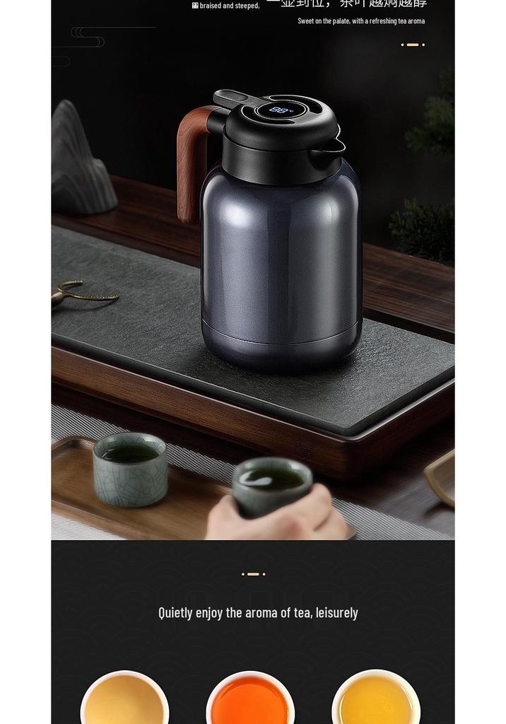 Chen Pi Pu'er Tea Kettle: 316 Stainless Steel with Temperature Display, Engraved Mug & Tea Pot, Heat-Preserving Chamber for Home Use