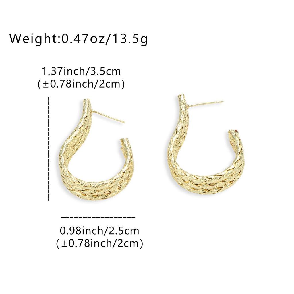 Copper Textured C-shaped Ear Cuffs - Gold Retro Women's Earrings