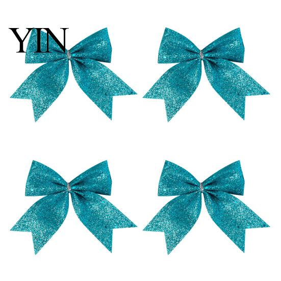 Champagne Party Supplies 4Pcs Glitter Christmas Bow, Sparkling Ribbon Hanging Ornament for Floral Arrangement Bows Tree Front Door Wreath, Festive