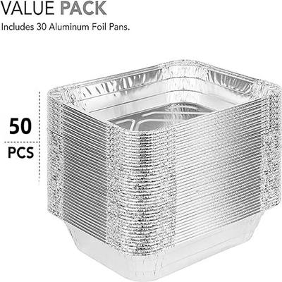 50Pcs Aluminum Pan Foil Containers Aluminum Pans Tin Pans Disposable Pans Aluminum Foil Food Containers Freezer Meals Containers