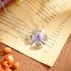 925 Sterling Silber Windmühlen Kleeblatt Halskette, Natürlicher Amethyst Kristall Anhänger, Süßer Trendiger Schmuck Geschenk für Damen Mädchen