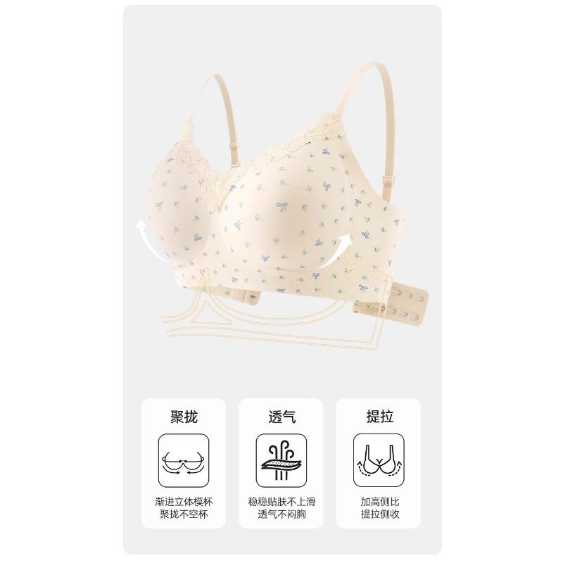 French Style Women Seamless Wireless Push Up Lace Backless Bra