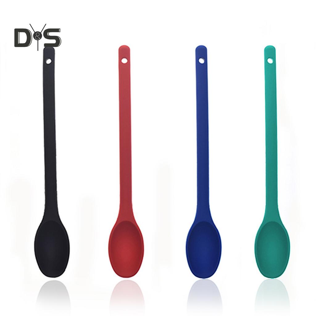 SW One Piece Design Food Stirring Cooking Tool Silicone Long Handle Mixing Spoon
