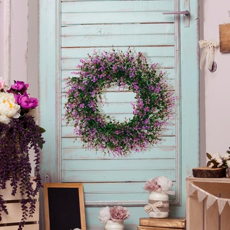 Artificial Eucalyptuses Flower Wreath Door Wreath PurpleFlower Wreath Christmas Festival Wreath for Front Door