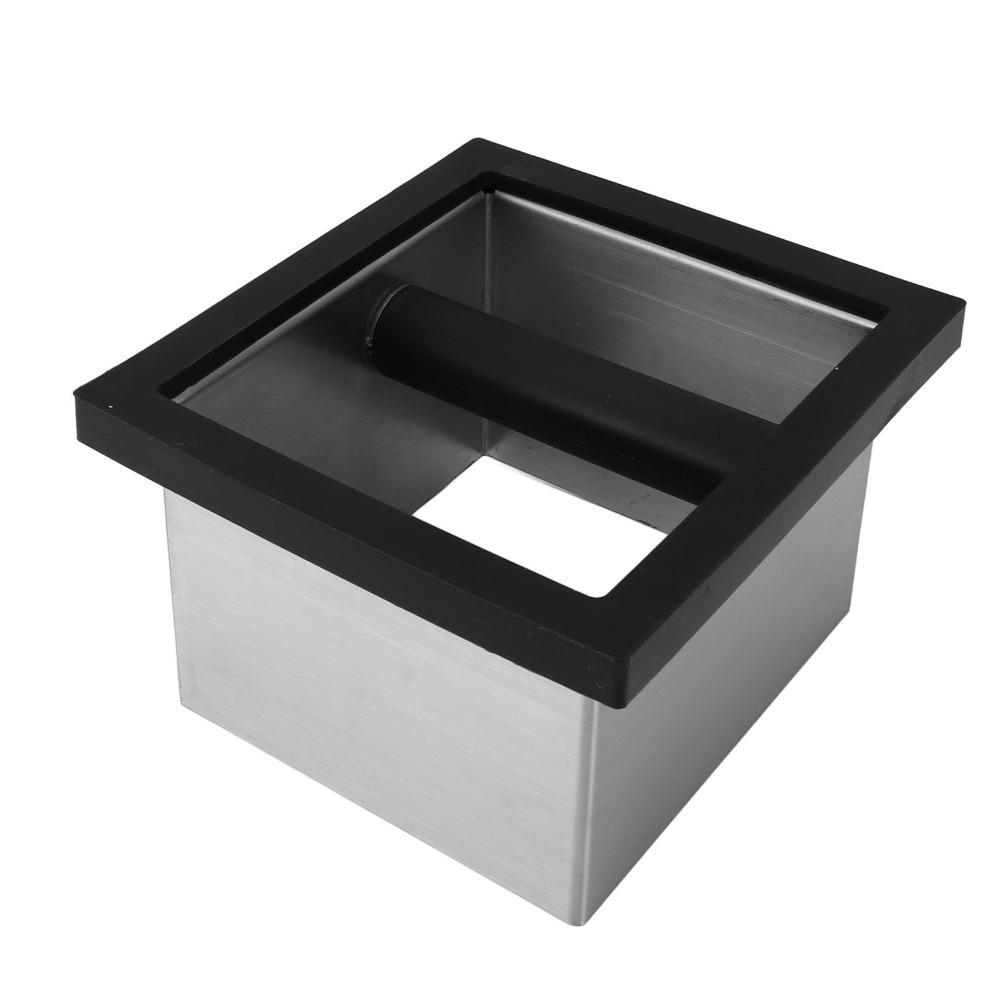 Open Bottom Coffee Knock Box Stainless Steel Countertop Knock Box For Restaurant