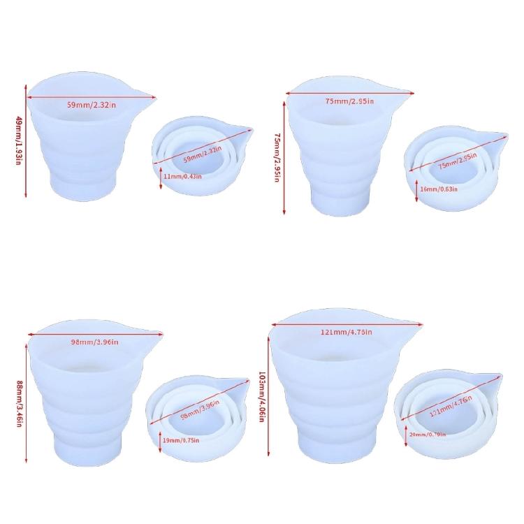 Silicone Measuring Folding Cup Tool for Epoxy Casting Resin Mold DIY Split Cup