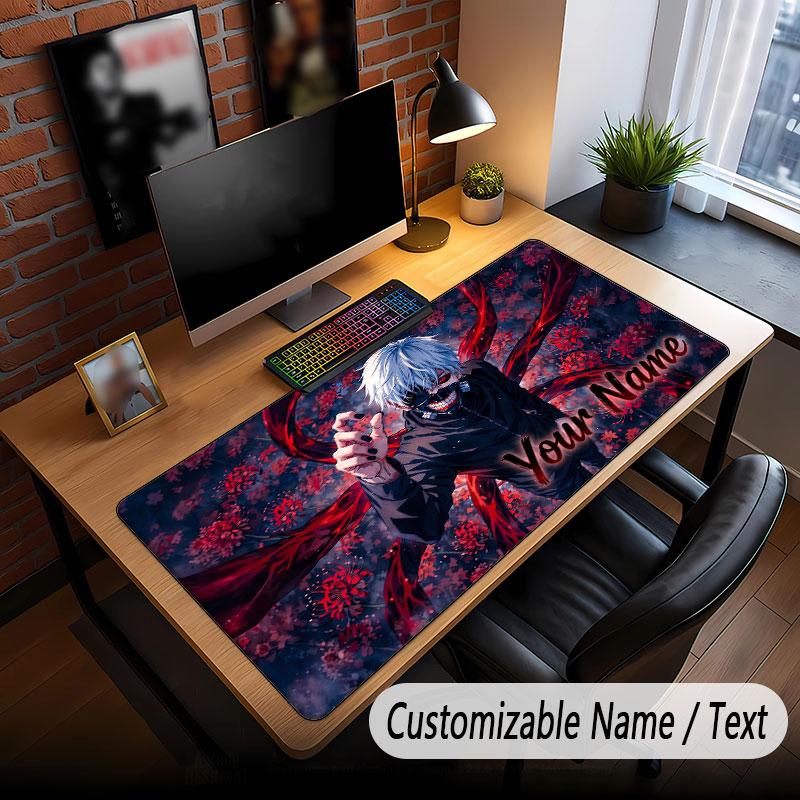Custom Name Extended Mouse Pad,Tokyo Ghoul Gaming Desk Mat For Home Office Desktop Decor