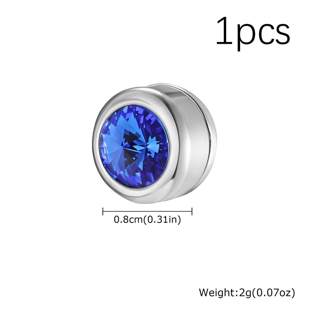Blue White Black Zircon Clip Earrings for Men Women,Stainless Steel Non Perforated Ear Clips,Simple Hip Hop Earring Jewelry Gift