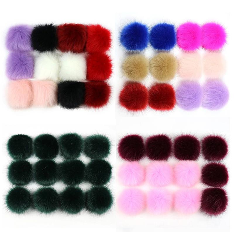 12pcs 8cm Coloful False Hairball Hat Ball Fur Pompom Fake Fox Fur Shoes Ball DIY Handmade Hat Clothing Accessories Supplies