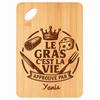 Planche À Découper / Plateau Apéro - PLANETEE - Yanis Gras C'est La Vie - 30x20x1 Cm - Bambou Naturel - Trou 24 Mm
