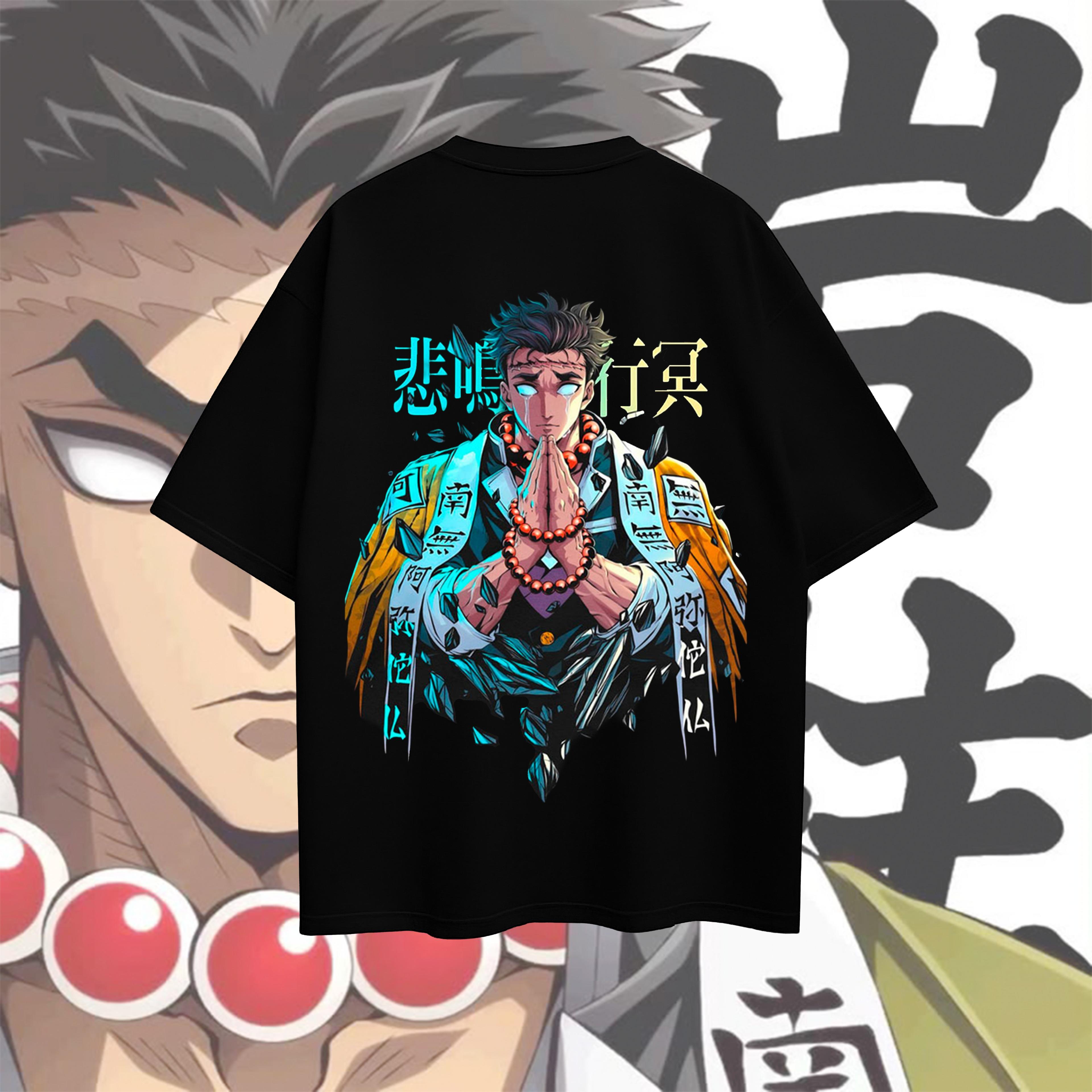 Demon Slayer Gyomei Himejima Stone Hashira T-Shirt Men Women Anime Graphic Cotton Short Sleeve Streetwear Tee S разноцветный