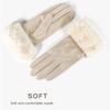Suede Winter Fleece-lined Gloves Plush Women Cycling Mittens Sweet  Gloves  Outdoor