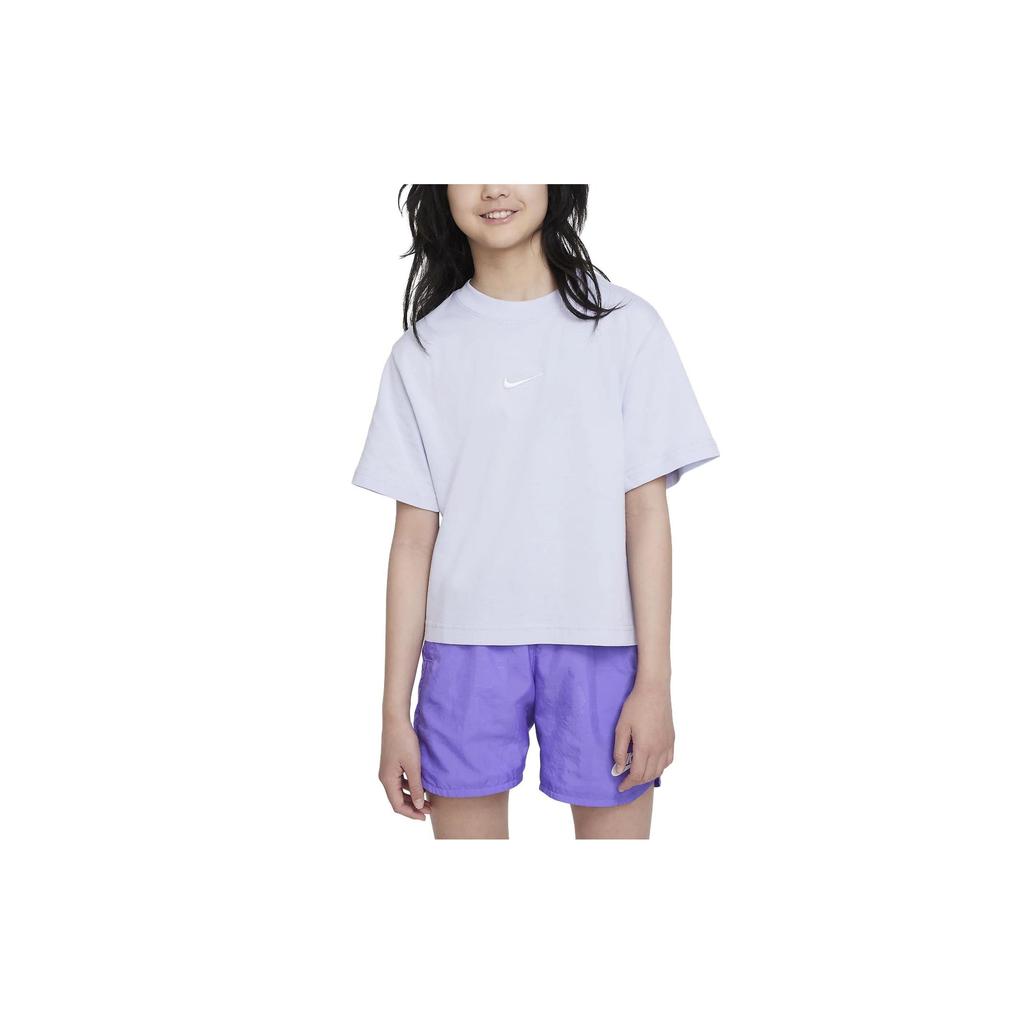 Nike Kids Sportswear Solid Logo Loose Fit Short Sleeve T-Shirt Kids Tops Oxygen-Purple DH5750-536